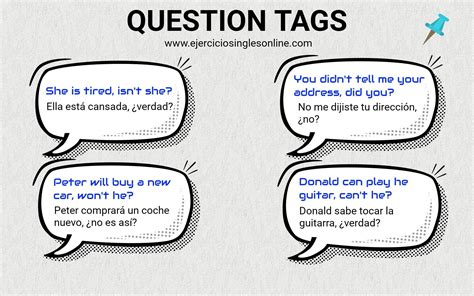 Question tags   Ejercicios inglés online