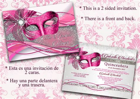 Quinceanera Quinceanera invitations Pink and silver