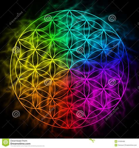 Rainbow Flower Of Life With Aura Stock Illustration ...