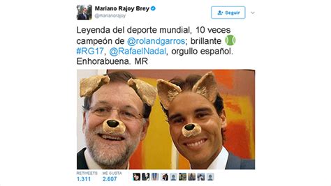 Rajoy publica por error un selfie con el filtro de perrito ...