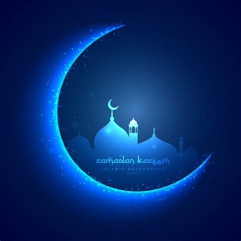Ramadan card with moon and a mosque Vector | Free Download
