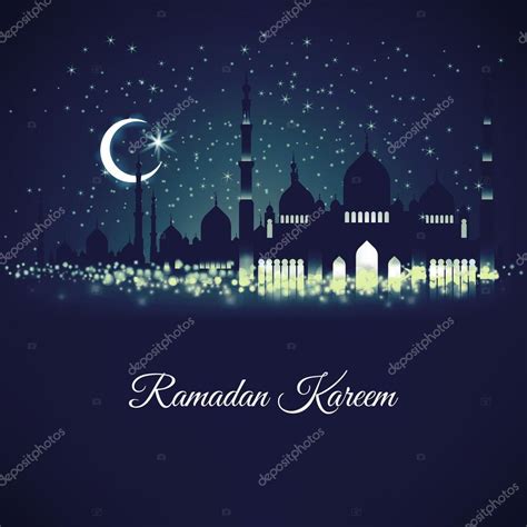Ramadán generoso con siluetas de Mezquita — Vector de ...