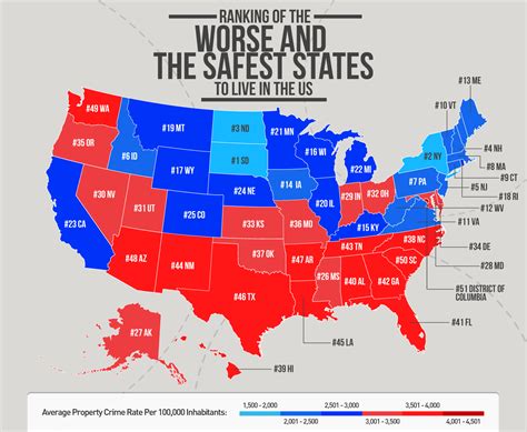 Ranking of the worse and the safest states to live in the ...
