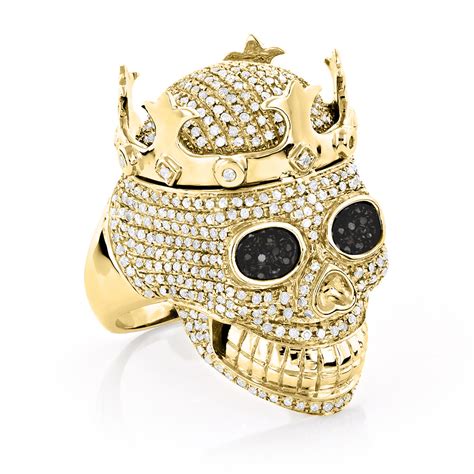 Real Hip Hop Jewelry: Mens Diamond Skull Ring 10K Gold ...