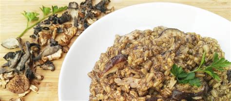 Receta de risotto vegano con avena en grano sin gluten y setas
