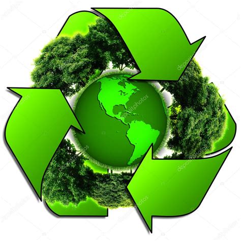 Reciclar el logotipo con el árbol y la tierra. Eco mundo ...