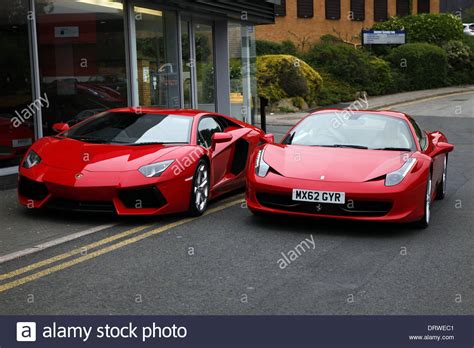RED LAMBORGHINI AVENTADOR & FERRARI 458 ITALIA CARS ...