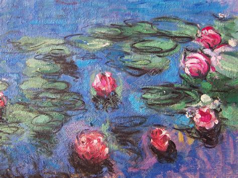 Red Water Lilies   Monet   oil painting reproduction ...