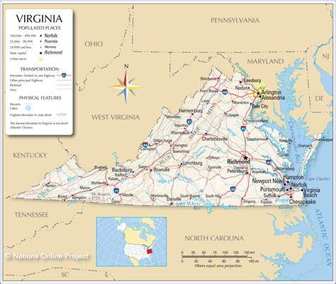 Reference Maps of Virginia, USA   Nations Online Project