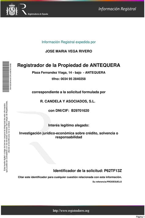 Registrador de la Propiedad de ANTEQUERA   PDF