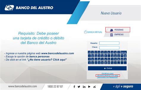 Registro de Nuevo Usuario en Banca Virtual | Banco del Austro