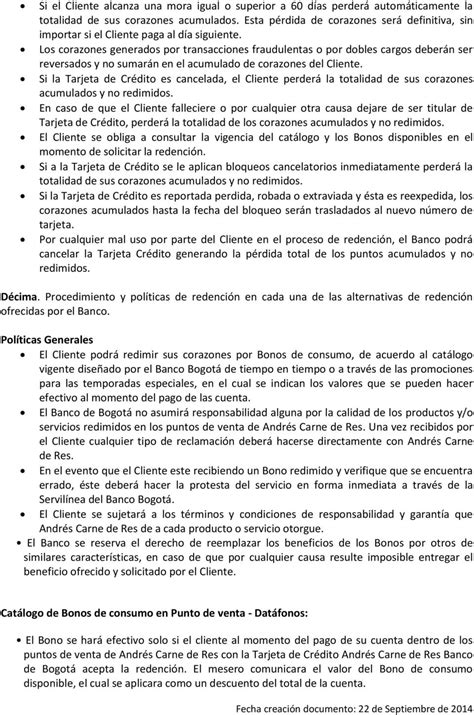 Reglamento plan de Fidelización Tarjeta Crédito Andrés ...