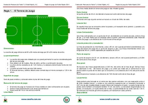 Reglas de Juego de Futbol Rapido 2014