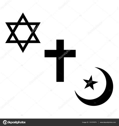Religious signs. Christian, Jewish and Muslim symbols ...