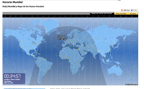 Reloj mundial interactivo y mapa de husos horarios ...