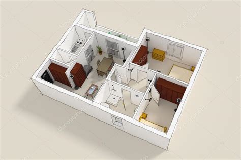 Render 3D de dibujo a mano alzada interior de apartamento ...