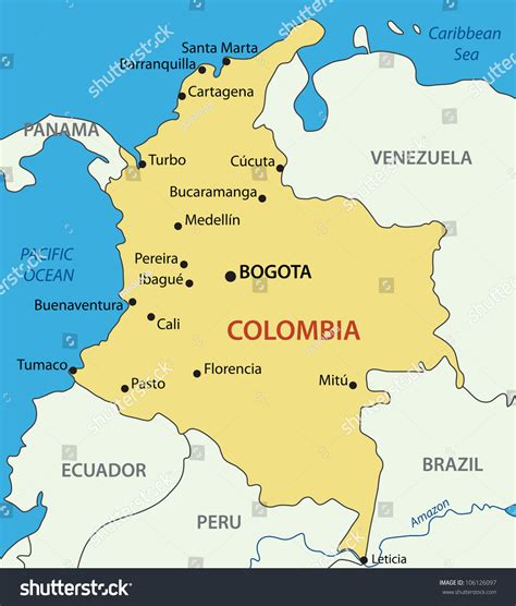 Republic Colombia Map Stock Illustration 106126097 ...