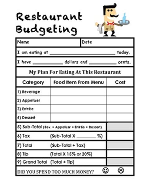 Restaurant Budgeting Math Problem Solving... by Teachers ...