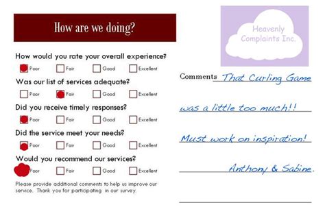 restaurant comment card questions | Work | Pinterest ...