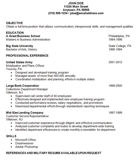 Resume examples   Military
