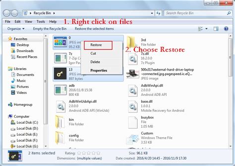 Retrieve deleted file from recycle bin