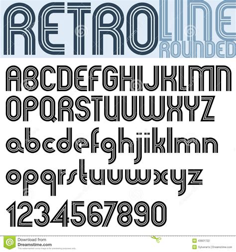 Retro Line Stylish Font, Vector Alphabet. Stock Vector ...