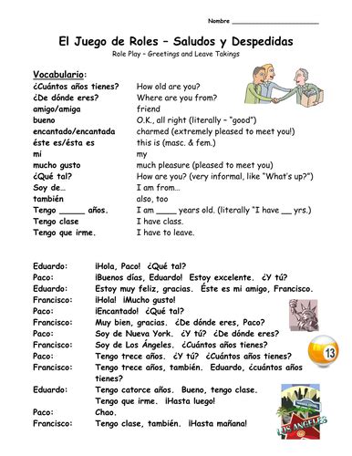 role play   greetings by abibryan   Teaching Resources   TES