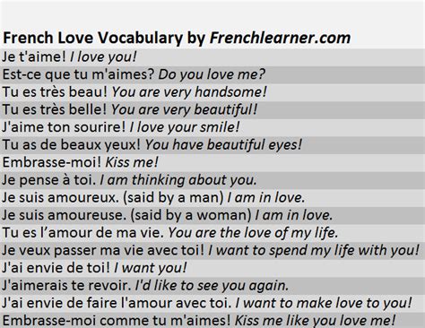 Romantic Love Words In French: Romantic in french language ...