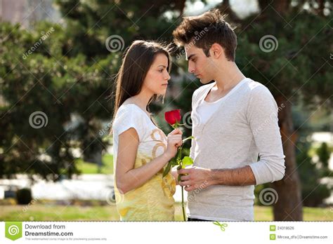 Romantic young lovers stock photo. Image of cheerful ...