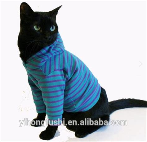 ropa de gato azul y morado rayas sudadera con capucha cat ...