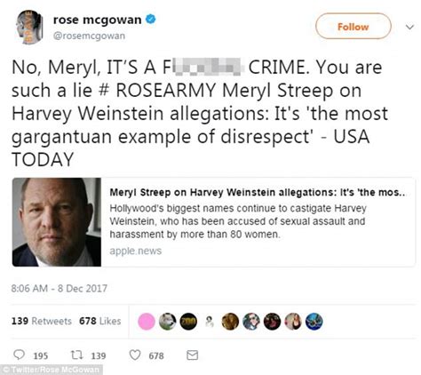 Rose McGowan hits out at Meryl Streep over Weinstein ...