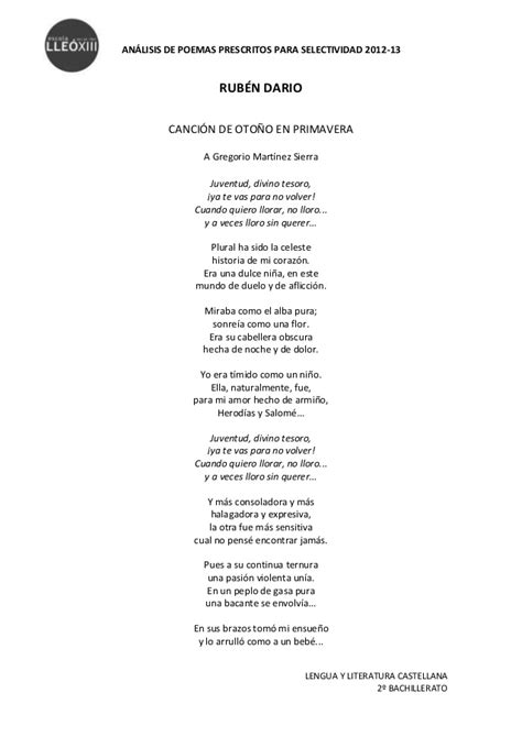 Rubén Dario. canción de otoño en primavera