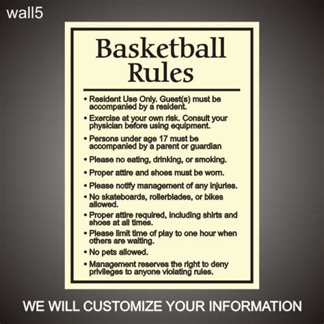 Rules of Basketball | Basketball Rules 24in x 36in ...