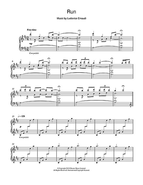 Run sheet music by Ludovico Einaudi  Piano – 115609