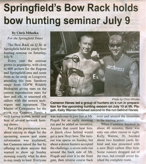 Run the Mountain Win a Bow newspaper article   Cameron Hanes