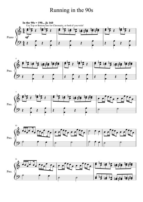 Running in the 90s | Sheet music for Piano and Keyboard ...