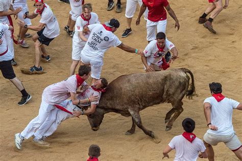Running of the bulls at the San Fermin festival in ...