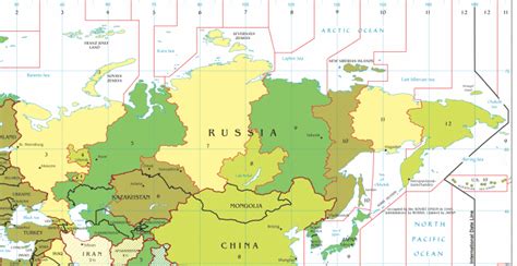 Rusia mapa de husos horarios | 1blueplanet.com