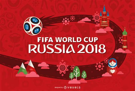 Russia 2018 World Cup design in red   Vector download