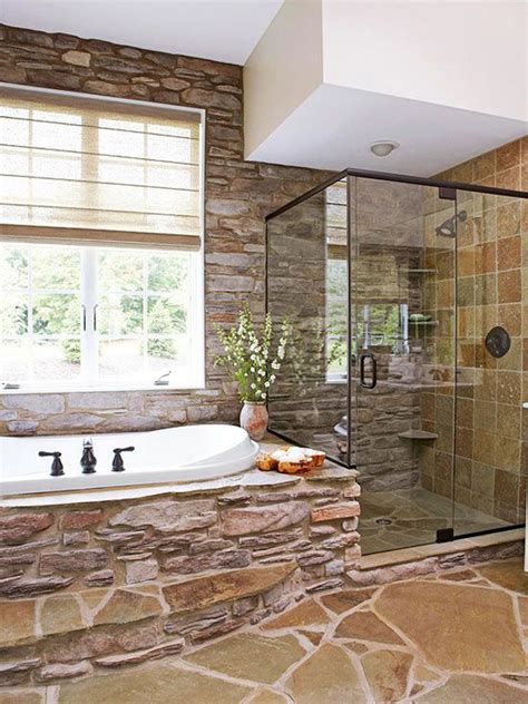 rustic bathrooms with natural stone