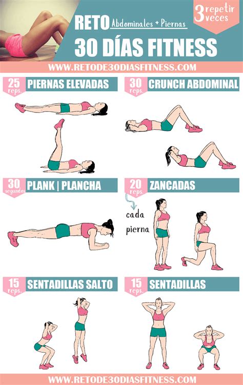 Rutina abdomen y piernas | Workouts Fitness   Reto de 30 ...