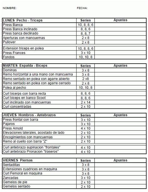 Rutina Semanal para Hombres para Aumentar Masa Muscular ...