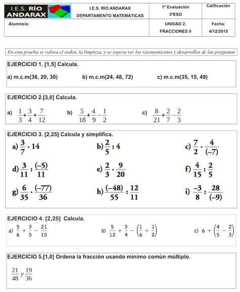 ⅚ Examen de fracciones resuelto ツ | Matemáticas en un Clic