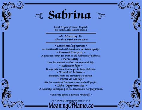 Sabrina   Meaning of Name