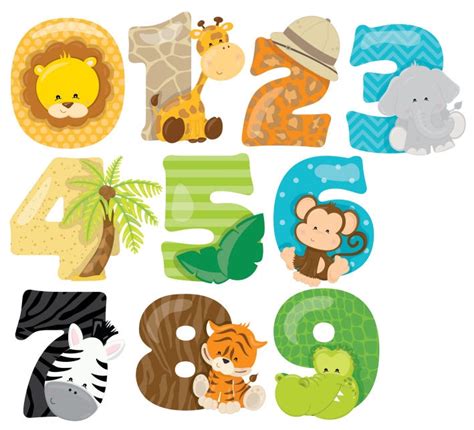 Safari Numbers Animals Zoo Lion Nursery Wall Stickers ...