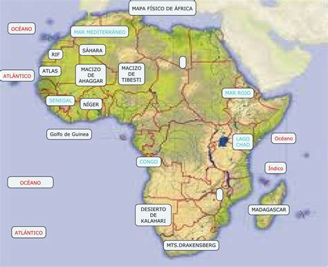 Samia: Mapa físico de África