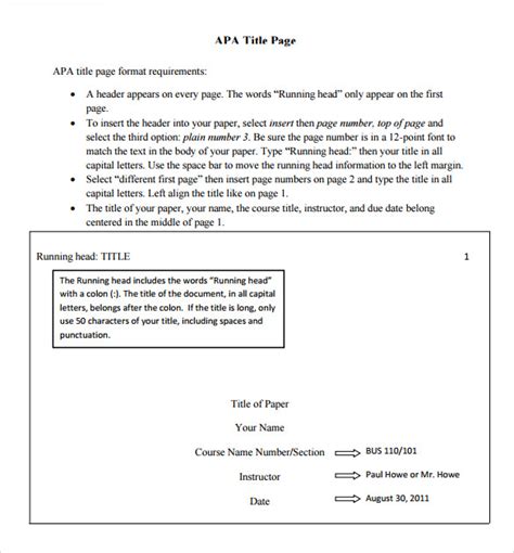 Sample APA Format Title Page Template   6+ Free Documents ...