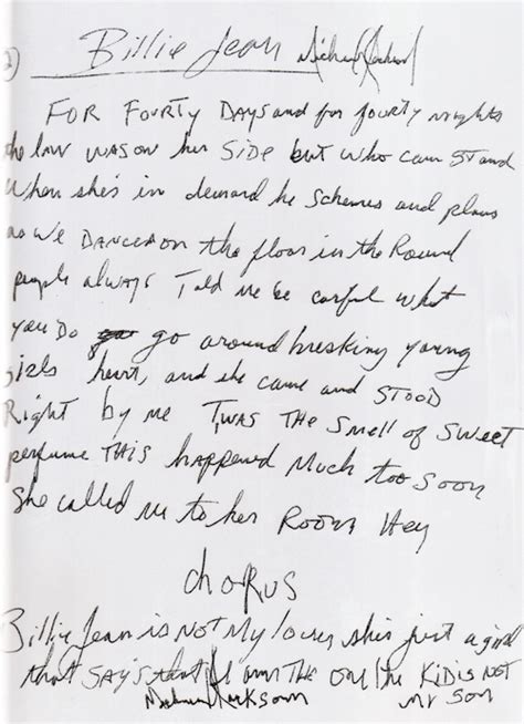 samrockwells: Michael Jackson’s handwritten ‘Billie Jean ...