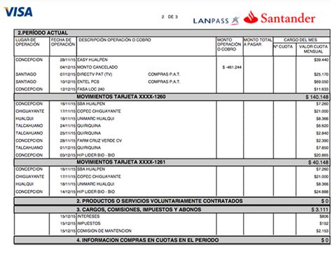Santander   Estado de Cuenta de Tarjeta de Crédito   Banco ...