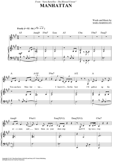 Sara Bareilles Love Song Piano Sheet Music Free Download ...